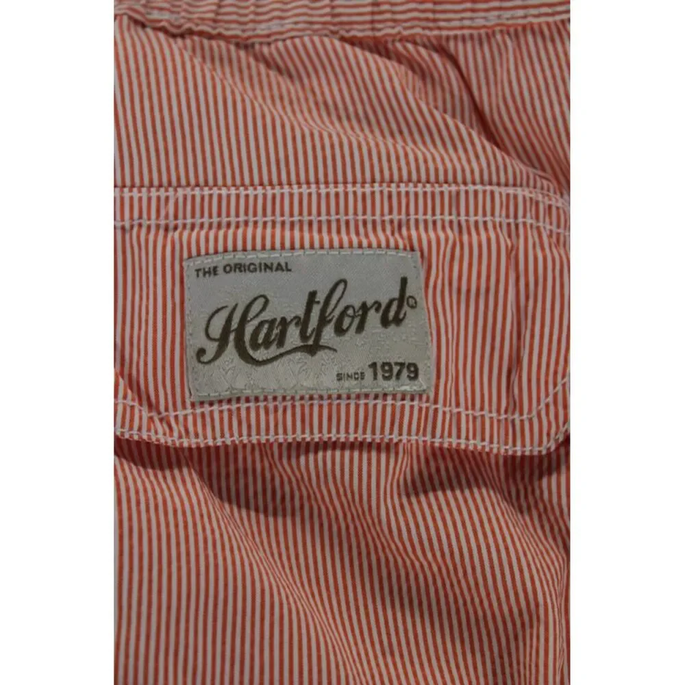 Hartford Mens Orange Striped Polyamide Swim Shorts Beach Size M